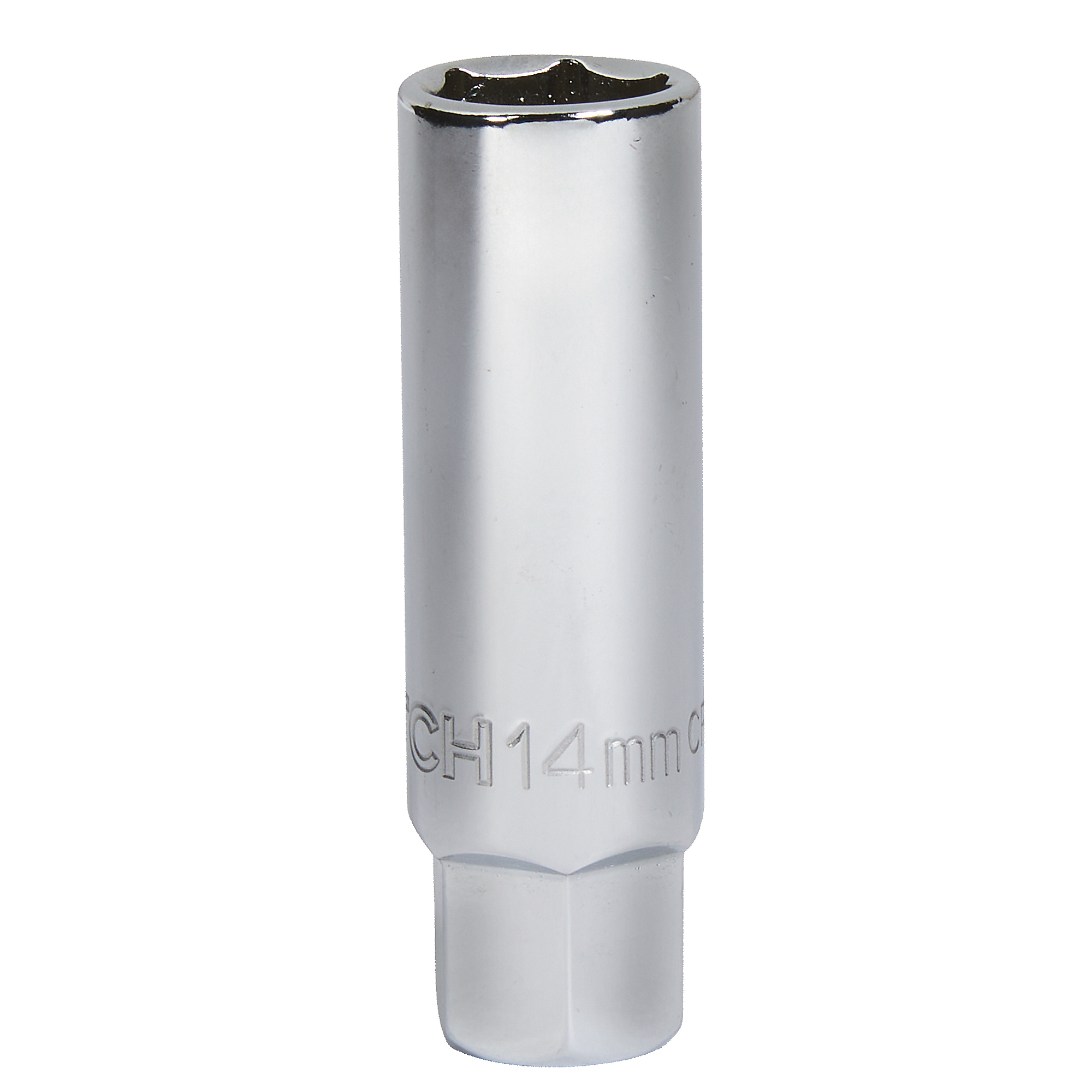 Klutch 3/8in.-Drive Spark Plug Socket, 14mm, Metric, 6-Point, Alloy Steel